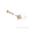 14K GOLD THREADLESS (PUSH IN) GEMMED EIGHTFOLD STAR THREADLESS TOP LABRET SET